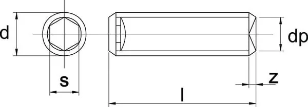 Kramp - 91645BP025 - Vite senza testa DIN916 in acciaio 45H