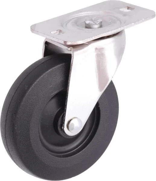 Kramp - BE26001 - Ruota orientabile girevole, Ruota in gomma: Diametro 76, Attacco a piastra, MVP
