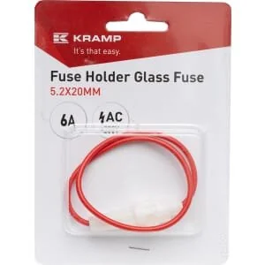 Kramp - FH5220TP - Portafusibili fusibile di vetro 6A AC 5.2x20mm
