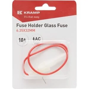 Kramp - FH6332FP - Portafusibili fusibile di vetro 10A AC 6.35x30mm plastica bianca ignifuga
