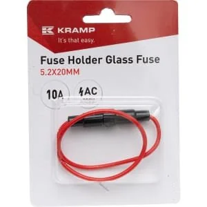 Kramp - FH6332TP - Portafusibili fusibile di vetro 10A AC 6.35x31.8mm termoplastica nera