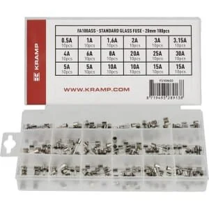 Kramp - FS100ASS - Fusibile in vetro 20mm scatola di assortimento (180 pcs)