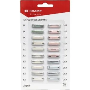 Kramp - FS100ASSBL - Fusibile siluro ceramico assortimento Blister Pack (20 pcs)