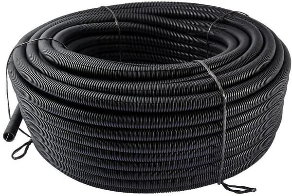 Kramp - FTBL11100 - Tubo di protezione 11 mm 100 m in plastica corrugata flessibile, aperto, nero