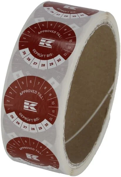 Kramp - KEA3ED - Adesivo in rotolo "Approved Till" EN+DE, Rosso