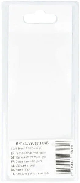Kramp - KR1440890031P06B - Terminale a lama maschio, giallo 6.3x0.8mm - 4.0-6.0mm² (6)