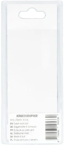Kramp - KR6031050P06B - Dado e bullone a testa quadra M10x50mm, 4.6 (6)
