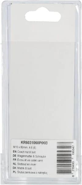 Kramp - KR6031060P06B - Dado e bullone a testa quadra M10x60mm, 4.6 (6)