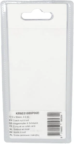 Kramp - KR6031080P06B - Dado e bullone a testa quadra M10x80mm, 4.6 (6)