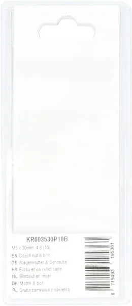Kramp - KR603530P10B - Dado e bullone a testa quadra M5x30mm, 4.6 (10)