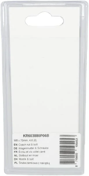 Kramp - KR603880P06B - Dado e bullone M8x70mm, 4.6 (6)
