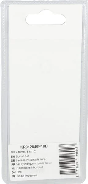 Kramp - KR912840P10B - Bullone a brugola M8x40mm, 8.8 (10)