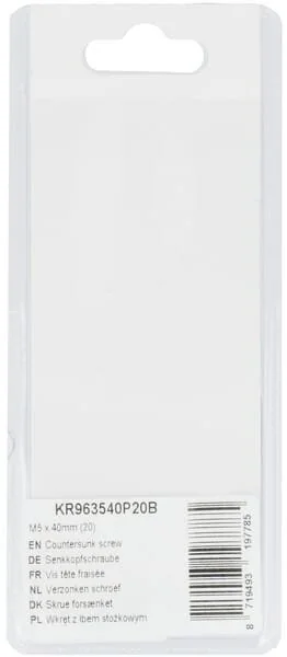Kramp - KR963540P20B - Vite svasata M5x40mm (20)