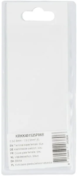 Kramp - KRKK401525P06B - Terminale a lama femmina, blu 6.3x0.8mm - 1.5-2.5mm² (6)