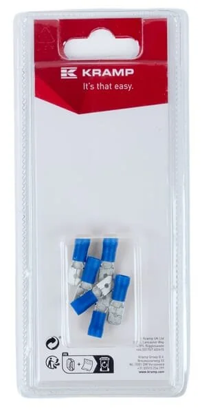 Kramp - KRLA9120P06B - Terminale a lama maschio, blu 6.3x0.8mm - 1.5-2.5mm² (6)