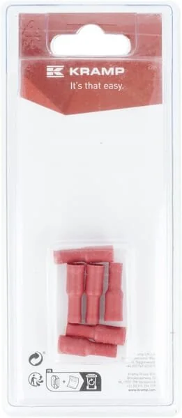 Kramp - KRLA9125P06B - Connettore a proiettile femmina, rosso 4.0mm - 0.5-1.0mm² (6)