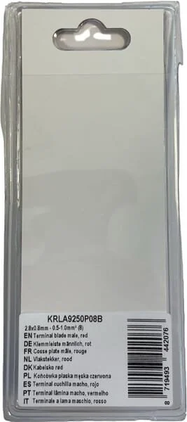 Kramp - KRLA9250P08B - Terminale a lama maschio, rosso 2.8x0.8mm - 0.5-1.0mm² (8)