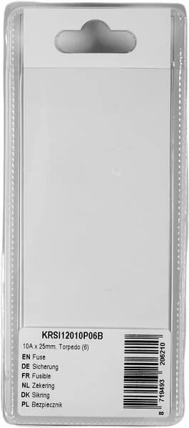 Kramp - KRSI12010P06B - Fusibile 10A x 25mm, siluro (6)