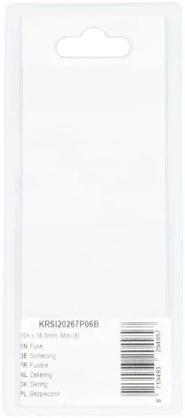 Kramp - KRSI20267P06B - Fusibile 20A x 16.3mm, mini (6)