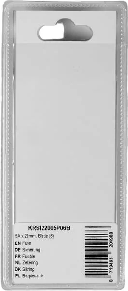Kramp - KRSI22005P06B - Fusibile 5A x 20mm, Lama (6)