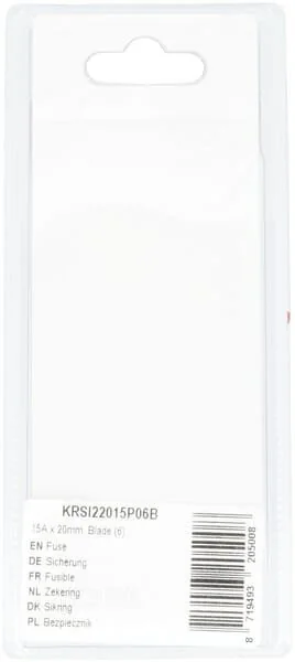 Kramp - KRSI22015P06B - Fusibile 15A x 20mm, a lama (6)