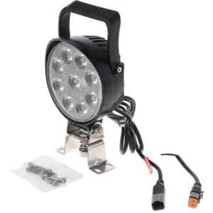 Kramp - LA10620 - Faro lavoro LED, 54W, 5100lm, rotondo, 12/, diametro 133x75mm, spina Deutsch, diffuso, 9 LED, maniglia+interruttore