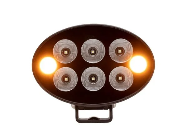 Kramp - LA10621 - Luce da lavoro+luce di avvertimento LED arancione, 36W, 3500lm, ovale, 12, mm, fascio diffuso, 6+2LED's, serie nera