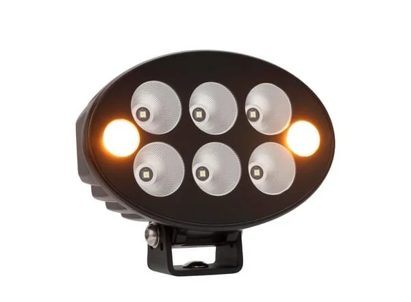 Kramp - LA10621 - Luce da lavoro+luce di avvertimento LED arancione, 36W, 3500lm, ovale, 12, mm, fascio diffuso, 6+2LED's, serie nera