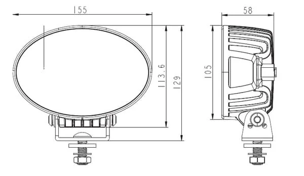Kramp - LA10622 - Faro lavoro LED, 36W, 3500lm, ovale, 12/, Mm, diffuso, 6 LED, serie nera