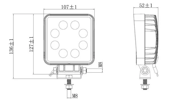 Kramp - LA10901BOX - Luce da lavoro LED, 24W, 2000lm, quadrata, bianca, mm, fascio ampio, (scatola da 10 pz)