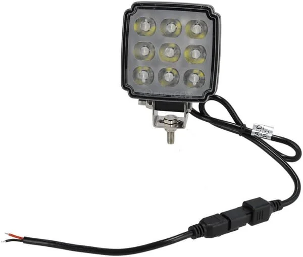 Kramp - LA10908 - Faro lavoro LED, 27W, 3420lm, quadrato, bianco, Mm, Deutsch 2-pin, diffuso