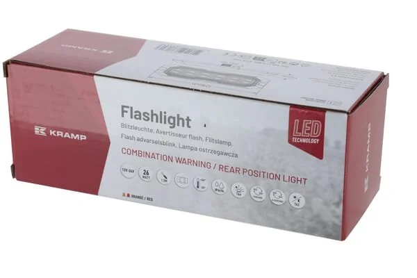 Kramp - LA20162 - Luce di avvertimento lampeggiante / luce di posizione posteriore LED, rettangolare, 12/, arancione/rosso, 12/42 LED