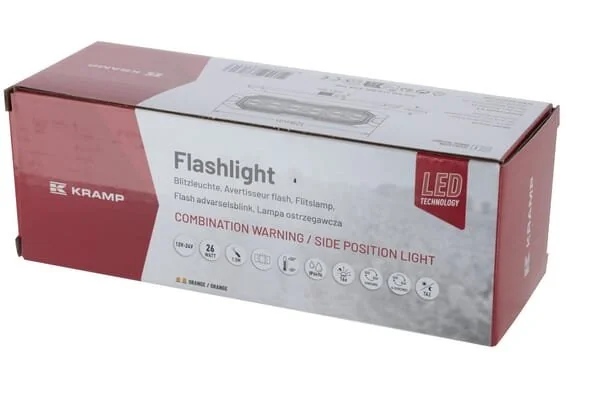 Kramp - LA20164 - Luce di avvertimento lampeggiante / luce di ingombro laterale LED, rettangolare, arancione/arancione, 12/42 LED