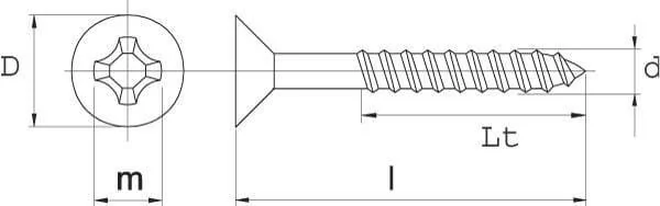 Kramp - SPS320P200 - Vite per legno 3x20mm PZ1 svasata