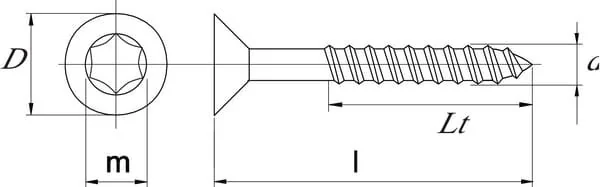 Kramp - SPT460RVS - Vite per legno 4x60mm TX20 svasata, acciaio inossidabile