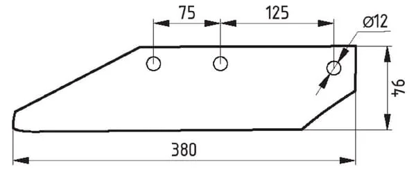Molbro - 5140131125R - Ala di vomere sinistra CLB-CLC Kverneland Bonator coltivatore secondario
