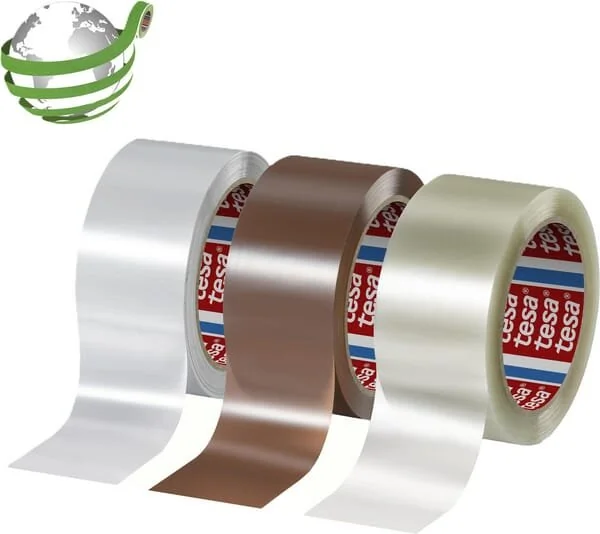 Tesa - T604160000000 - Basso rumore 90% PCR PET nastro da imballaggio 100m x 50mm trasparente