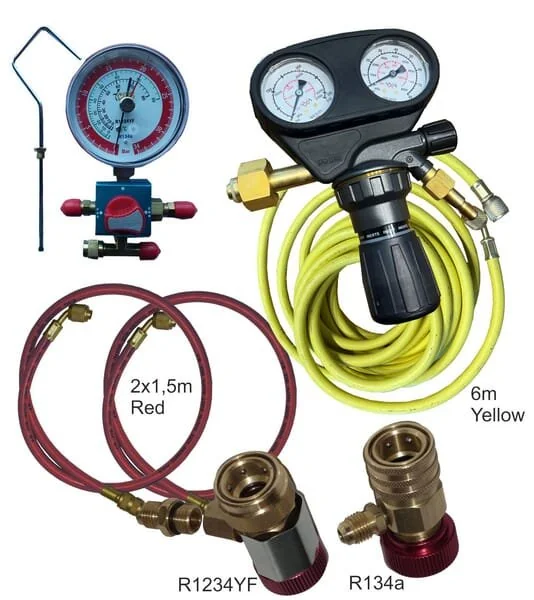 Unbranded - KL091330 - Set per il rilevamento di perdite di gas con riduttore di pressione, tubi 6m+1.5m (R134a / R1234YF)