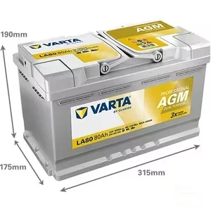 Varta - 840080080 - Batteria 800A LA80 Professional Dual Purpose AGM