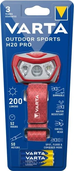 VARTA Consumer Batteries - 17650 - Faro da testa per sport all'aperto H20