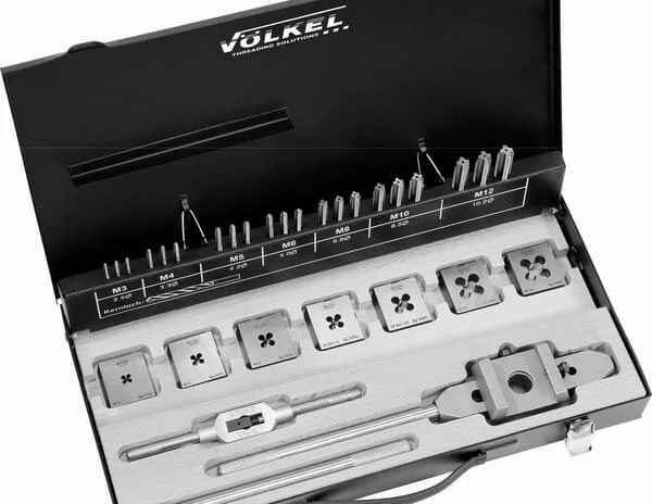 Völkel - 48017 - Set di maschi e filiere M3-M12 HSS