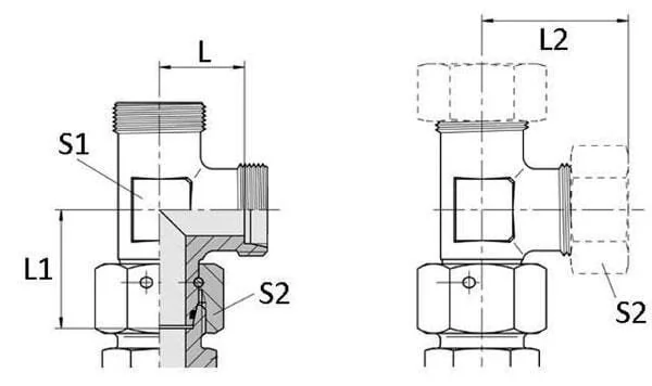 Voss - ELSD42L - Raccordo a T orientabile F-M-M 42L
