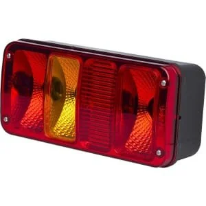 Waś - 1400680197 - Faro posteriore rettangolare, ambra/rosso, avvitabile, 230x110mm