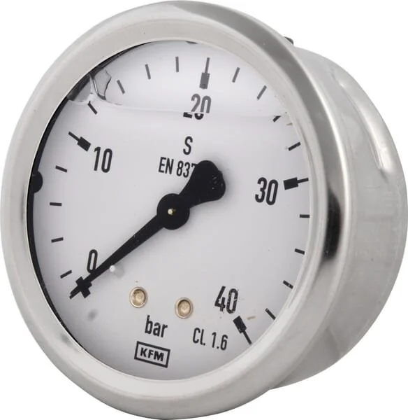 Wika - B711W063040T - Manometro a glicerina, 63 mm, 40 bar, connessione posteriore 1/4 pollice