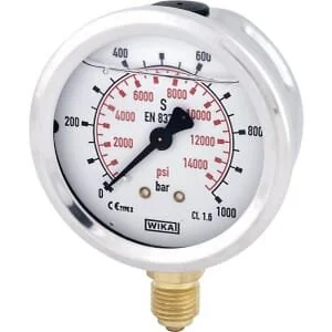 Wika - B711W0631000D - Manometro a glicerina 63mm 1.000bar, attacco inferiore