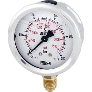 Wika - B711W063250D - Manometro a glicerina 63mm 250bar, attacco inferiore