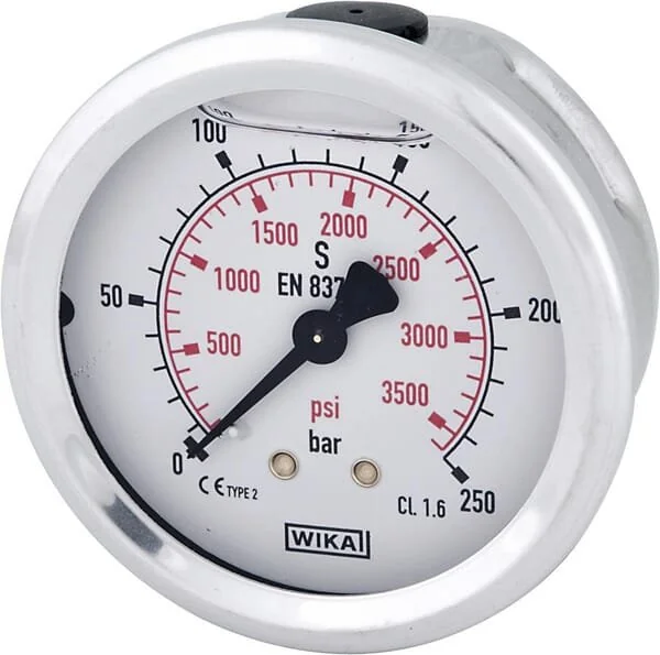 Wika - B711W063250T - Manometro a glicerina 63mm 250bar, attacco posteriore