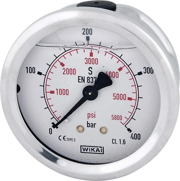 Wika - B711W063400T - Manometro a glicerina 63mm 400bar, attacco posteriore