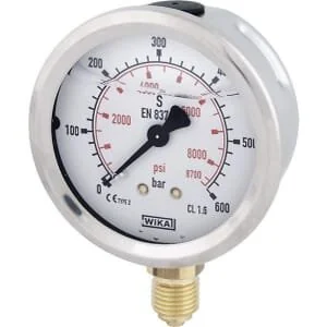 Wika - B711W063600D - Manometro a glicerina 63mm 600bar, attacco inferiore