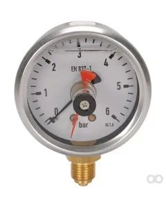 ET - MA6306MEMPOINT - Manometro Diametro 63 mm 0-6 Bar Custodia in acciaio inossidabile con puntatore di trascinamento